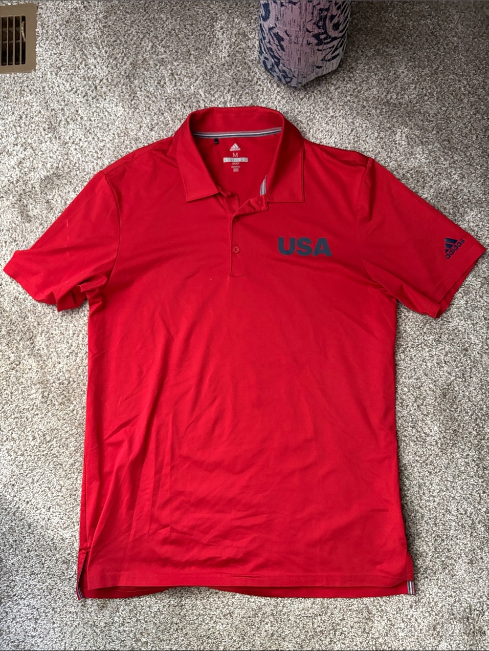 Adidas Red Polo Shirt with Team USA Chest Graphic